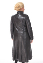 Женское кожаное пальто из натуральной кожи с воротником, отделка замша 0900505-8 вид сзади