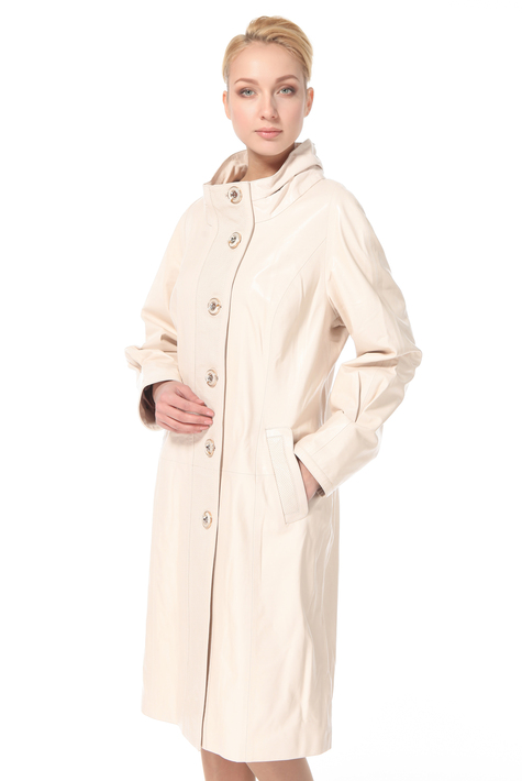 Женское кожаное пальто из натуральной кожи с воротником 0900562