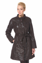 Женское кожаное пальто из натуральной замши (с накатом) с воротником, отделка кролик 0900611