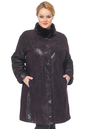 Женское кожаное пальто из натуральной замши (с накатом) с воротником, отделка кролик 0900611-5 вид сзади