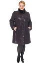 Женское кожаное пальто из натуральной замши (с накатом) с воротником, отделка кролик 0900611-6 вид сзади