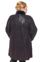 Женское кожаное пальто из натуральной замши (с накатом) с воротником, отделка кролик 0900611-8 вид сзади