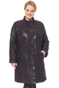 Женское кожаное пальто из натуральной замши (с накатом) с воротником, отделка кролик 0900611-8 вид сзади