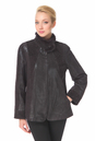 Женская кожаная куртка из натуральной замши (с накатом) с воротником, отделка норка 0900612