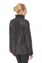 Женская кожаная куртка из натуральной замши (с накатом) с воротником, отделка норка 0900612-4