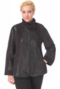 Женская кожаная куртка из натуральной замши (с накатом) с воротником, отделка норка 0900612-6 вид сзади