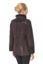Женская кожаная куртка из натуральной замши (с накатом) с воротником, отделка норка 0900617-4