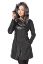 Женское кожаное пальто из натуральной кожи с капюшоном, отделка чернобурка 0900657