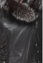 Женское кожаное пальто из натуральной кожи с капюшоном, отделка чернобурка 0900657-3