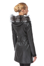 Женское кожаное пальто из натуральной кожи с капюшоном, отделка чернобурка 0900657-4