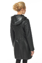 Женское кожаное пальто из натуральной кожи с капюшоном, отделка чернобурка 0900732-3