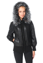 Женская кожаная куртка из натуральной кожи с капюшоном, отделка чернобурка 0900761