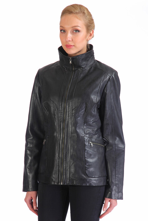 Женская кожаная куртка из натуральной кожи с воротником 0900907