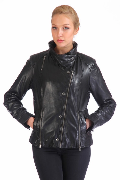 Женская кожаная куртка из натуральной кожи с воротником 0900910