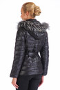 Пуховик женский из текстиля с капюшоном, отделка енот 3800057-6