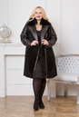 Женское кожаное пальто из натуральной кожи с воротником, отделка песец 0901016-5 вид сзади