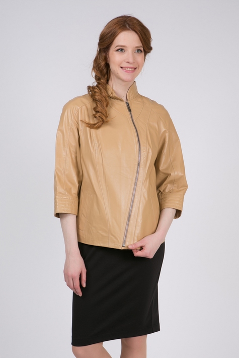 Женская кожаная куртка из натуральной кожи с воротником 0901072