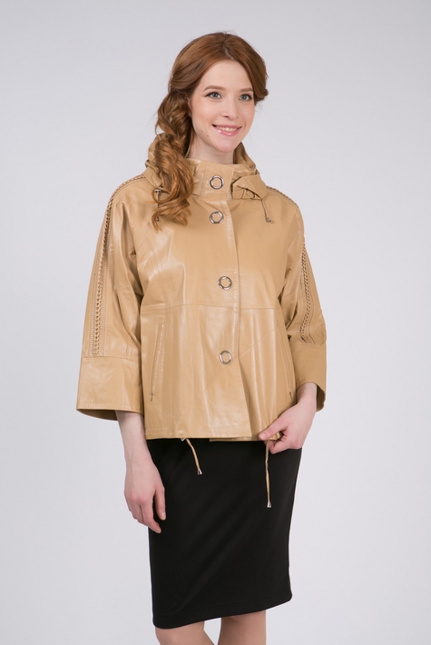Женская кожаная куртка из натуральной кожи с воротником 0901075