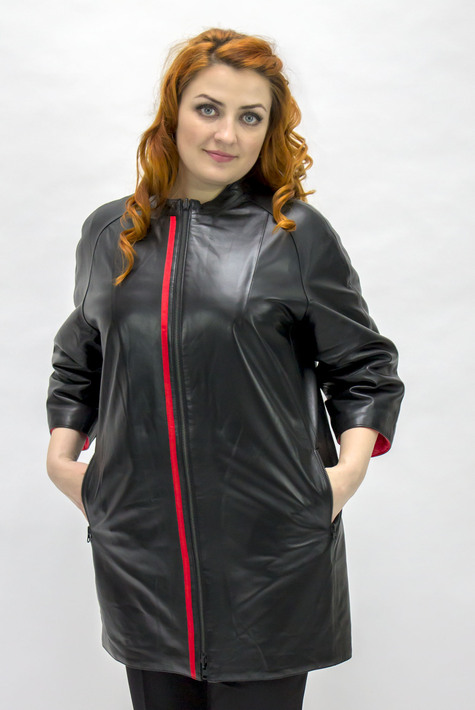 Женская кожаная куртка из натуральной кожи с воротником 0901158