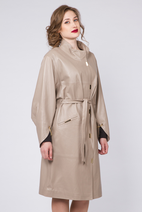 Женское кожаное пальто из натуральной кожи с воротником 0901163