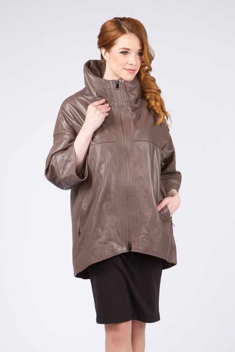 Женская кожаная куртка из натуральной кожи с воротником 0901166