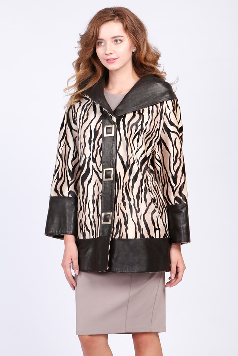 Женская кожаная куртка из натуральной кожи с капюшоном 0901245