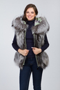 Женская кожаная куртка из натуральной кожи с капюшоном, отделка чернобурка 0901271-4