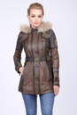 Женская кожаная куртка из натуральной кожи с капюшоном, отделка енот 0901274