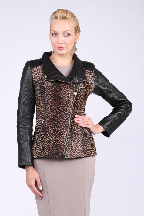 Женская кожаная куртка из натуральной кожи с воротником 0901303
