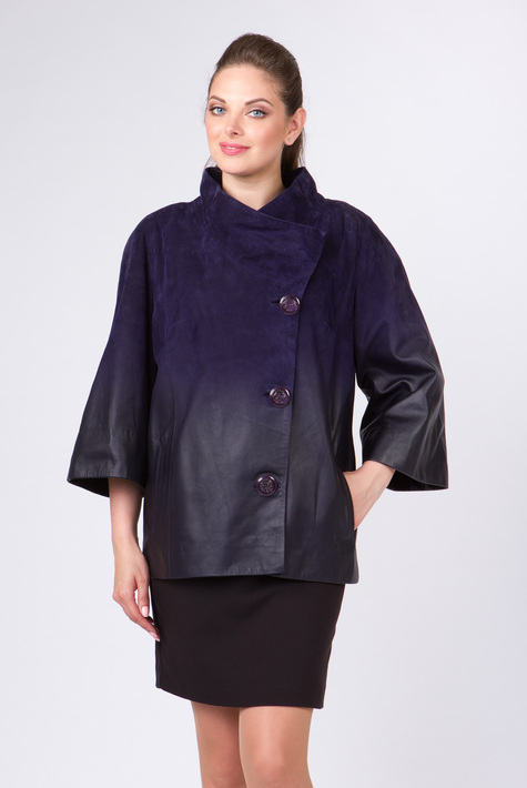 Женская кожаная куртка из натуральной кожи с воротником 0901415