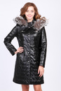 Женское кожаное пальто из натуральной кожи с капюшоном, отделка чернобурка 0901636