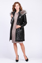 Женское кожаное пальто из натуральной кожи с капюшоном, отделка чернобурка 0901636-3