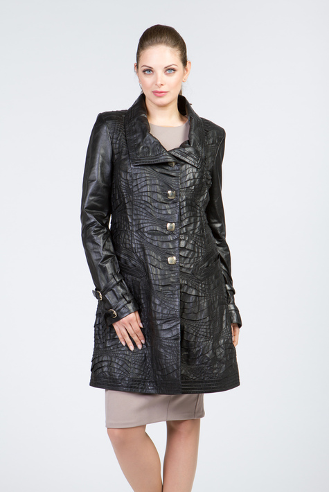 Женская кожаная куртка из натуральной кожи с воротником 0901646