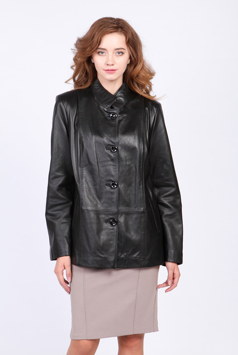 Женская кожаная куртка из натуральной кожи с воротником 0901666