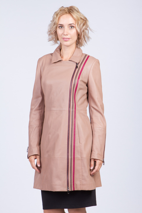 Женское кожаное пальто из натуральной кожи с воротником 0901776