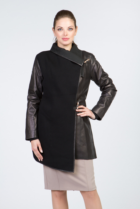 Женская кожаная куртка из натуральной кожи с воротником 0901785