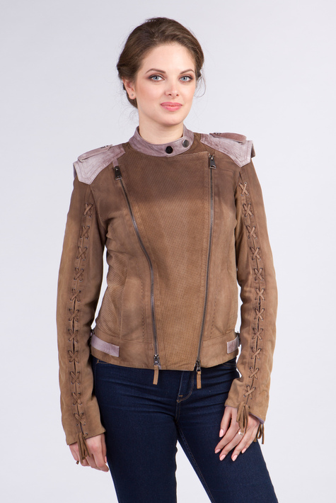Женская кожаная куртка из натуральной кожи с воротником 0901886