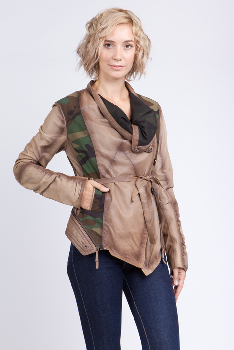 Женская кожаная куртка из натуральной кожи с воротником 0901902