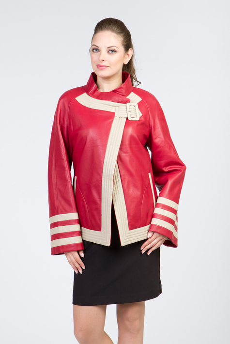 Женская кожаная куртка из натуральной кожи с воротником 0901918