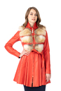 Женское кожаное пальто из натуральной кожи с воротником, отделка лиса 0902493