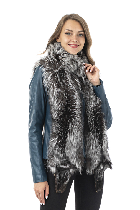 Женская кожаная куртка из натуральной кожи с воротником, отделка лиса 0902698