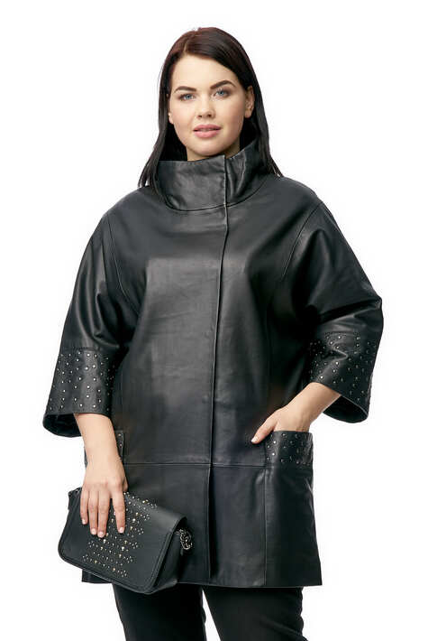 Женская кожаная куртка из натуральной кожи с воротником 0902748