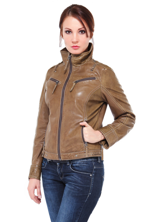 Женская кожаная куртка из натуральной кожи с воротником  0900086