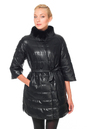 Женское кожаное пальто из эко-кожи, отделка норка 2100153