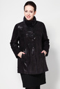 Женское кожаное пальто из натуральной замши (с накатом) с воротником, отделка норка 0900041