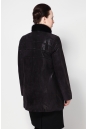Женское кожаное пальто из натуральной замши (с накатом) с воротником, отделка норка 0900041-3 вид сзади