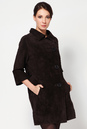 Женское кожаное пальто из натуральной замши с воротником 0900046