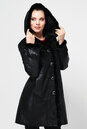 Женское кожаное пальто из натуральной замши (с накатом) с капюшоном, отделка норка 0900157