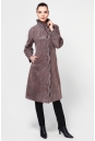 Женское кожаное пальто из натуральной замши (с накатом) с воротником, отделка норка 0900173-2