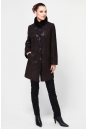 Женское кожаное пальто из натуральной замши (с накатом) с воротником, отделка норка 0900170-2